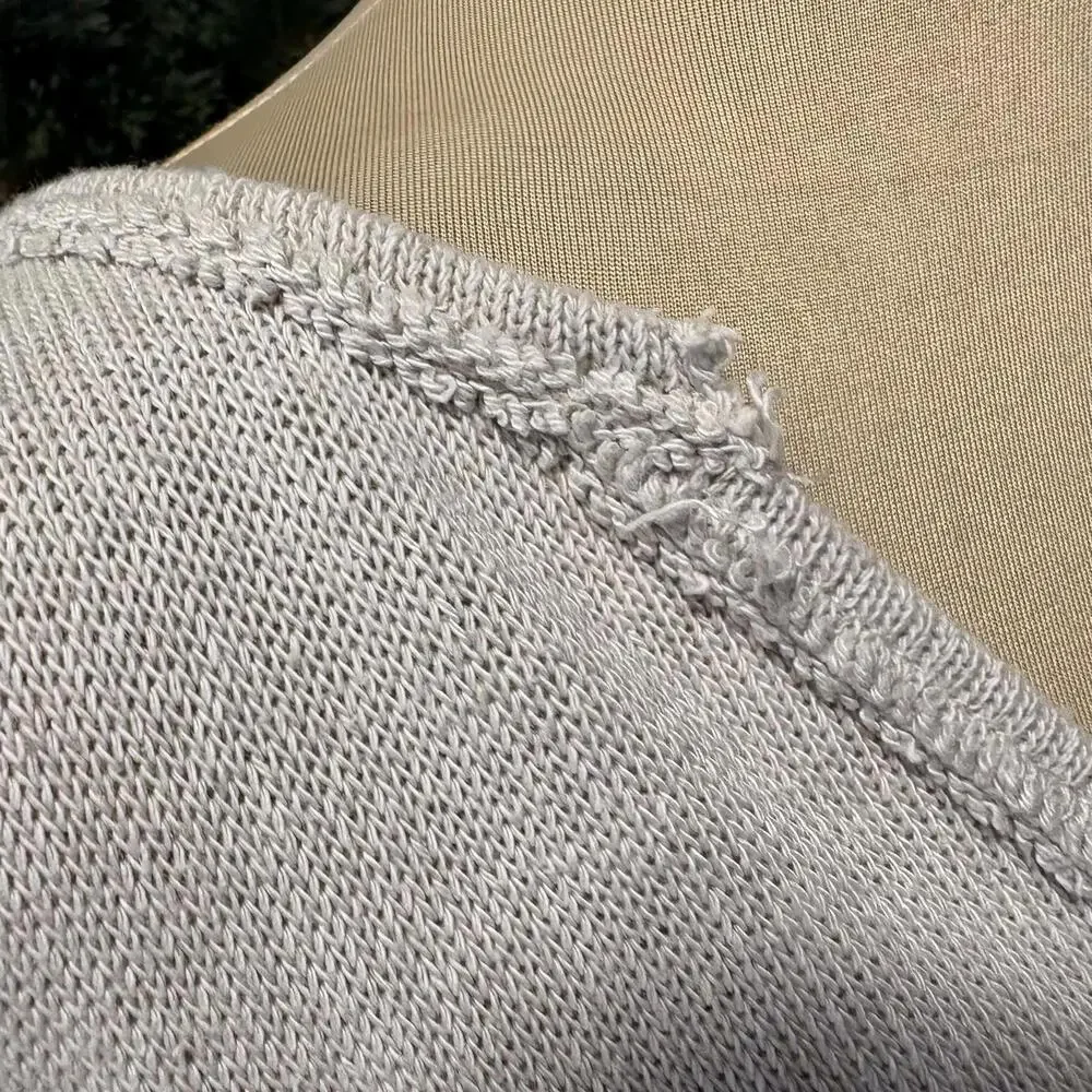 Free People We The Free Distressed Raw Edge Cotton Sweater M - Picture 7 of 9